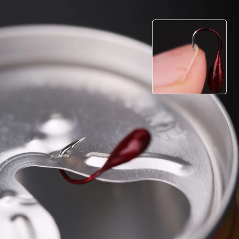 Mosodo-anzuelos de pesca con cabeza de plantilla, 10 piezas, volteados, gusano rojo, señuelo, aparejos de pesca de carpa - imagen 5