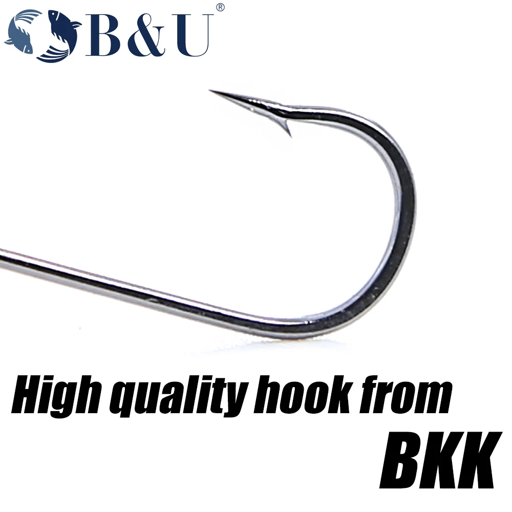 B & U-High Carbon Stainless Head Hook Jig Bait, Anzuelos de pesca para pesca con señuelos suaves, 2G, revestimiento 3G - imagen 4