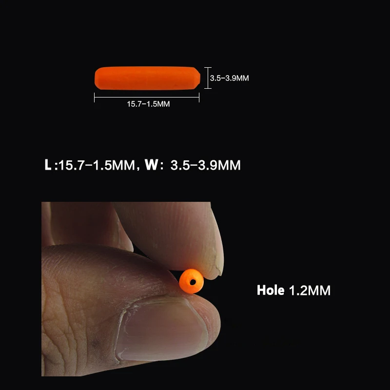 Bimoo-aparejo de cilindro EVA pequeño, punta de flotador de pesca, granos visuales, rojo, naranja, amarillo, verde, Terminal de parada, accesorios, 10 unidades - imagen 2