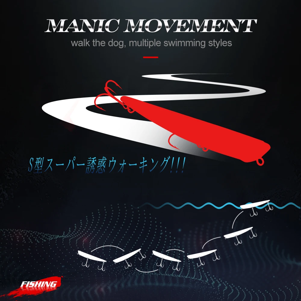 Hunthouse Bay RUF MANIC-señuelo duro de pesca, lápiz de hundimiento, stickbait, gancho BKK, 75mm/8g - imagen 4