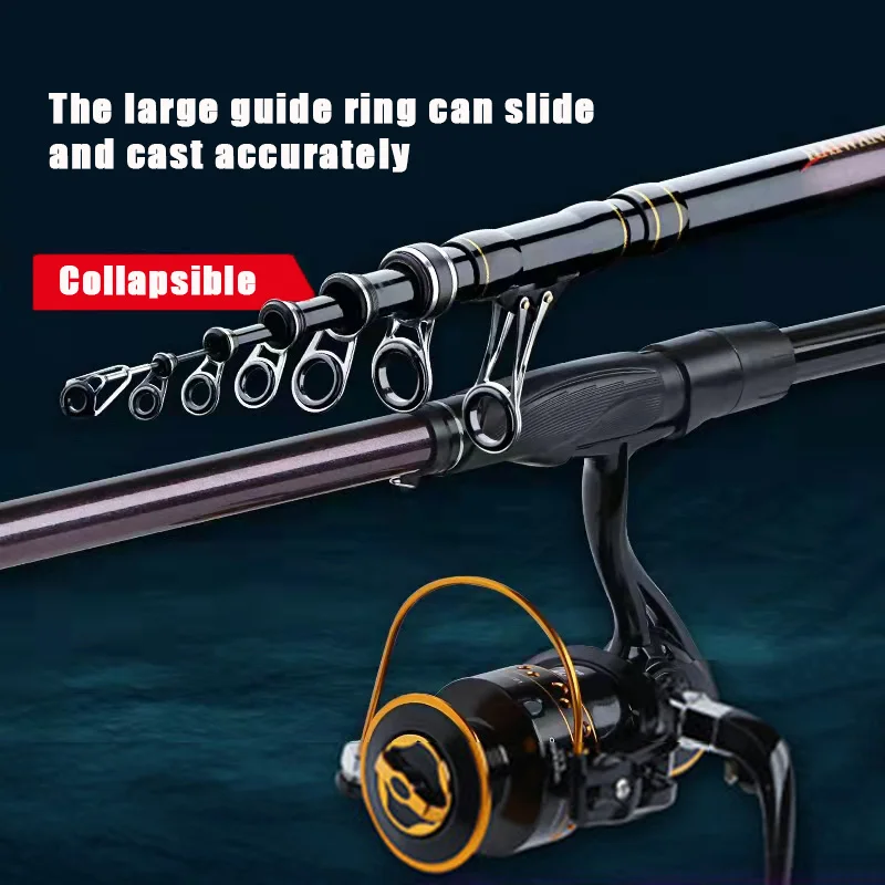 Caña de pescar telescópica giratoria, caña rocosa de fundición lejana a la deriva, superdura, grande, arrastre, alimentador de carpa, 3,6-4,8 m - imagen 3