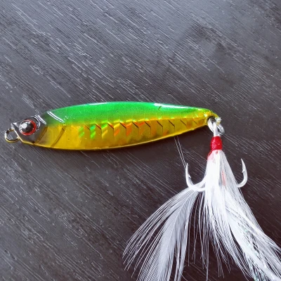 Señuelo de pesca Glow Jigs Shore Cast Jigbait cebo duro Artificial recubrimiento láser brillo Jigging señuelos 7-20g ganchos de alta calidad - imagen 5