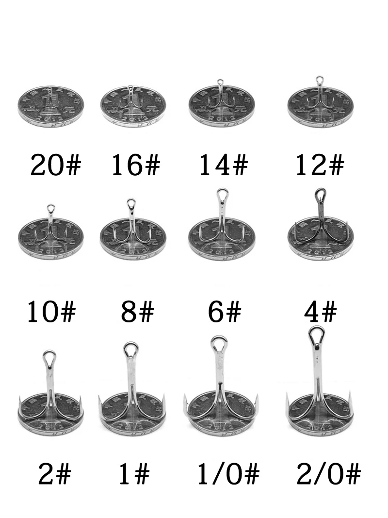 Anzuelos de pesca triples en caja, anzuelos de púas de acero con alto contenido de carbono, aparejos de pesca, anzuelo de pescado plateado de curva redonda, 50 unids/lote, nuevo - imagen 5