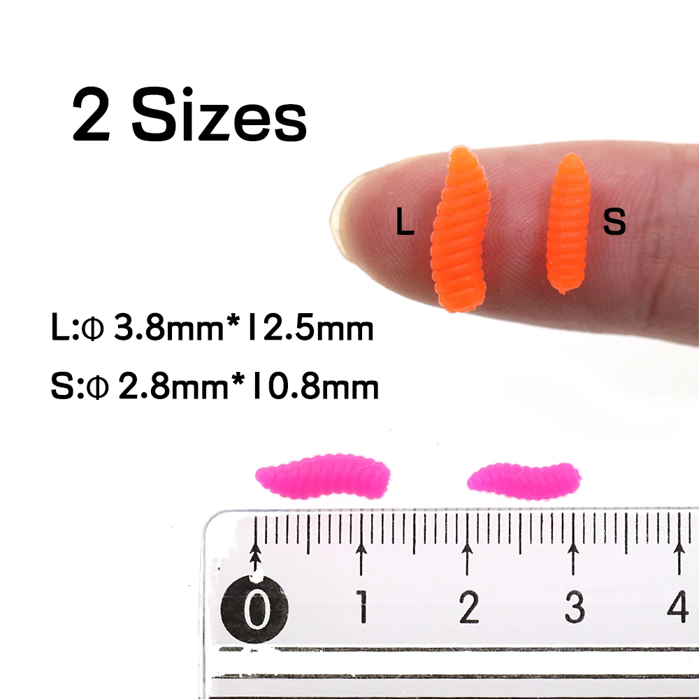 Bimoo 100 unids/caja de pesca flotante gusanos alimentador de método Artificial cebo de gusanos atraer aparejos de pelo de carpa accesorios 5 colores - imagen 2