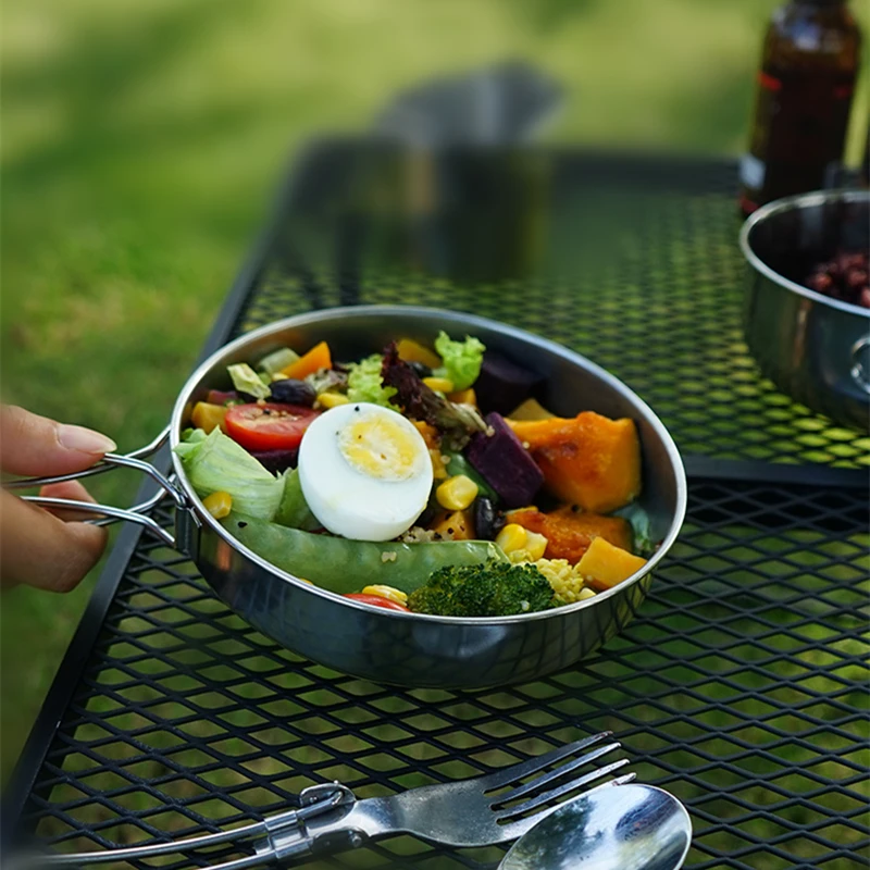 Juego de vajilla de Camping, cuenco plegable portátil de acero inoxidable 304 de grado alimenticio, 5 piezas, suministros de equipo de Picnic - imagen 5