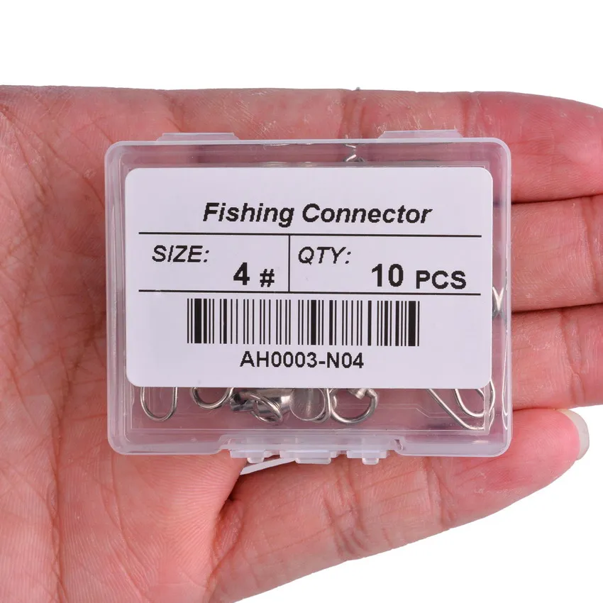 10 unids/caja conector giratorio de pesca reforzado enclavamiento Snap 0 # -6 # Aparejos de pesca con enlace giratorio y rodamiento de bolas fuerte - imagen 4