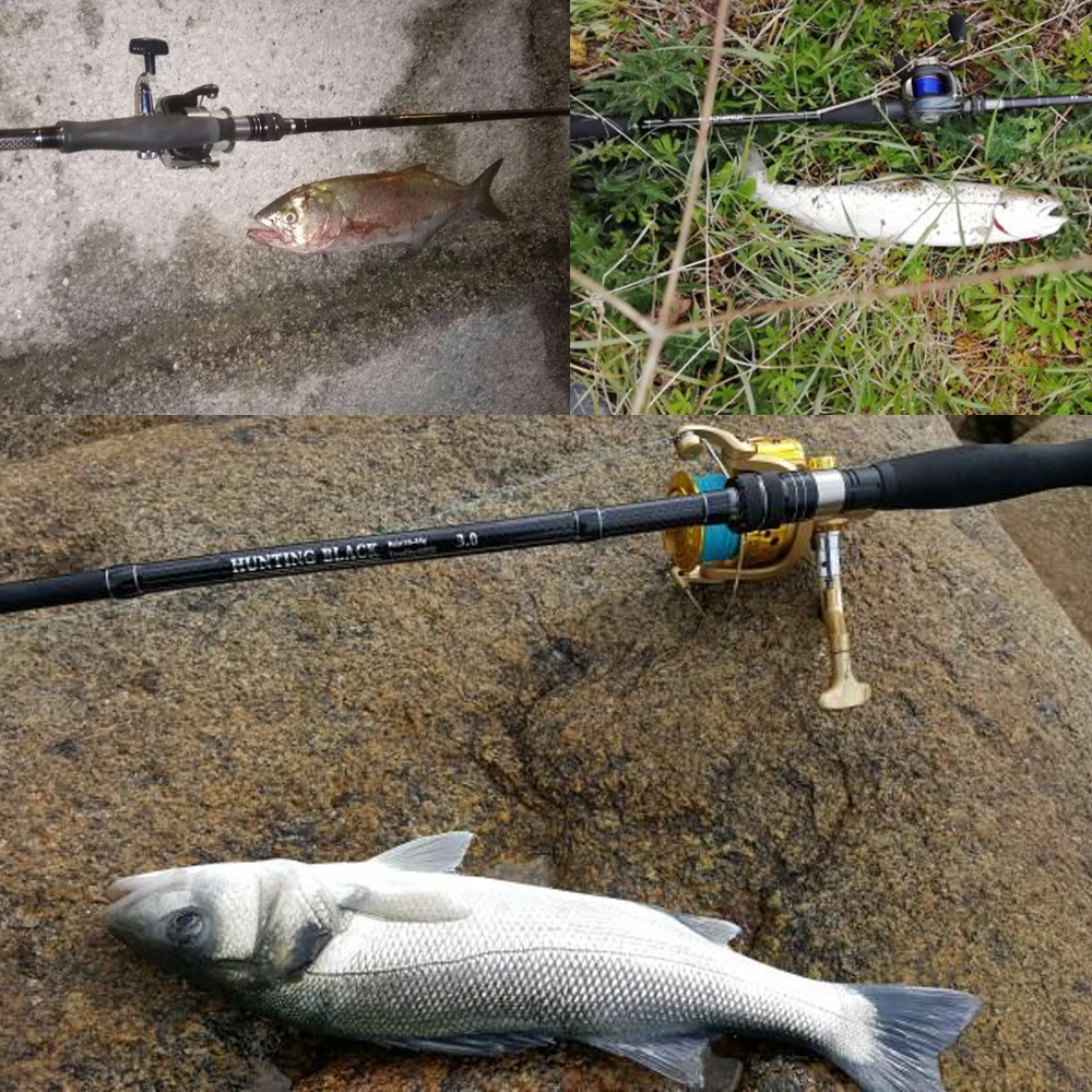 JOHNCOO 2,7 m 3,0 m 3 secciones caña de pescar de carbono H/MH potencia 2 puntas caña de fundición giratoria viaje Ultra caña 10-45g caña de señuelo - imagen 5