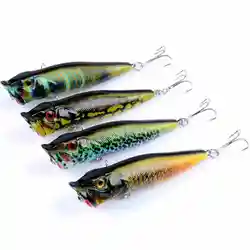 Popper Topwater Pintado – Señuelo Plástico con Ganchos de Púas