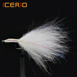 ICERIO-cebos de pesca artificiales para trucha, cebos de pesca de agua salada, serpentina de cola de zorro blanco, trucha, trucha, salmón, 5 piezas, 2 # ~ 8 #