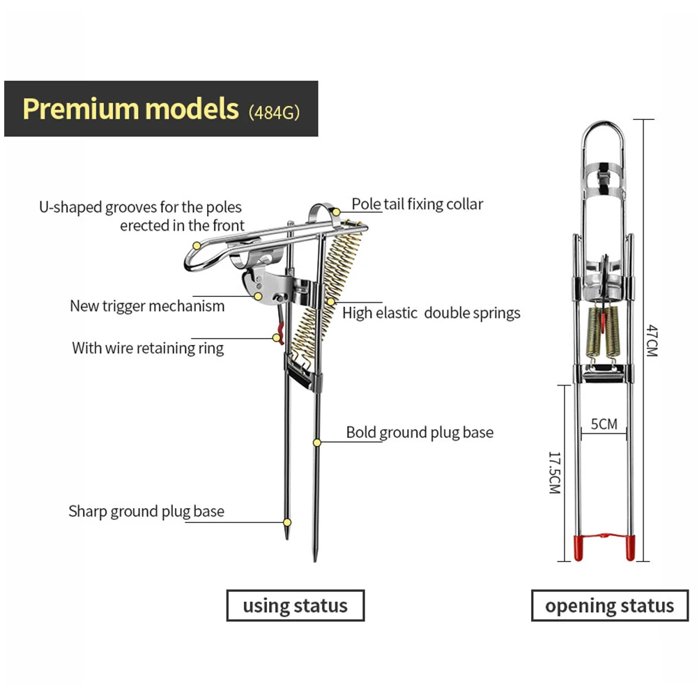 Soportes de caña de pescar automáticos, accesorios de almacenamiento para pesca al aire libre, de acero inoxidable, 32cm, X198G - imagen 5