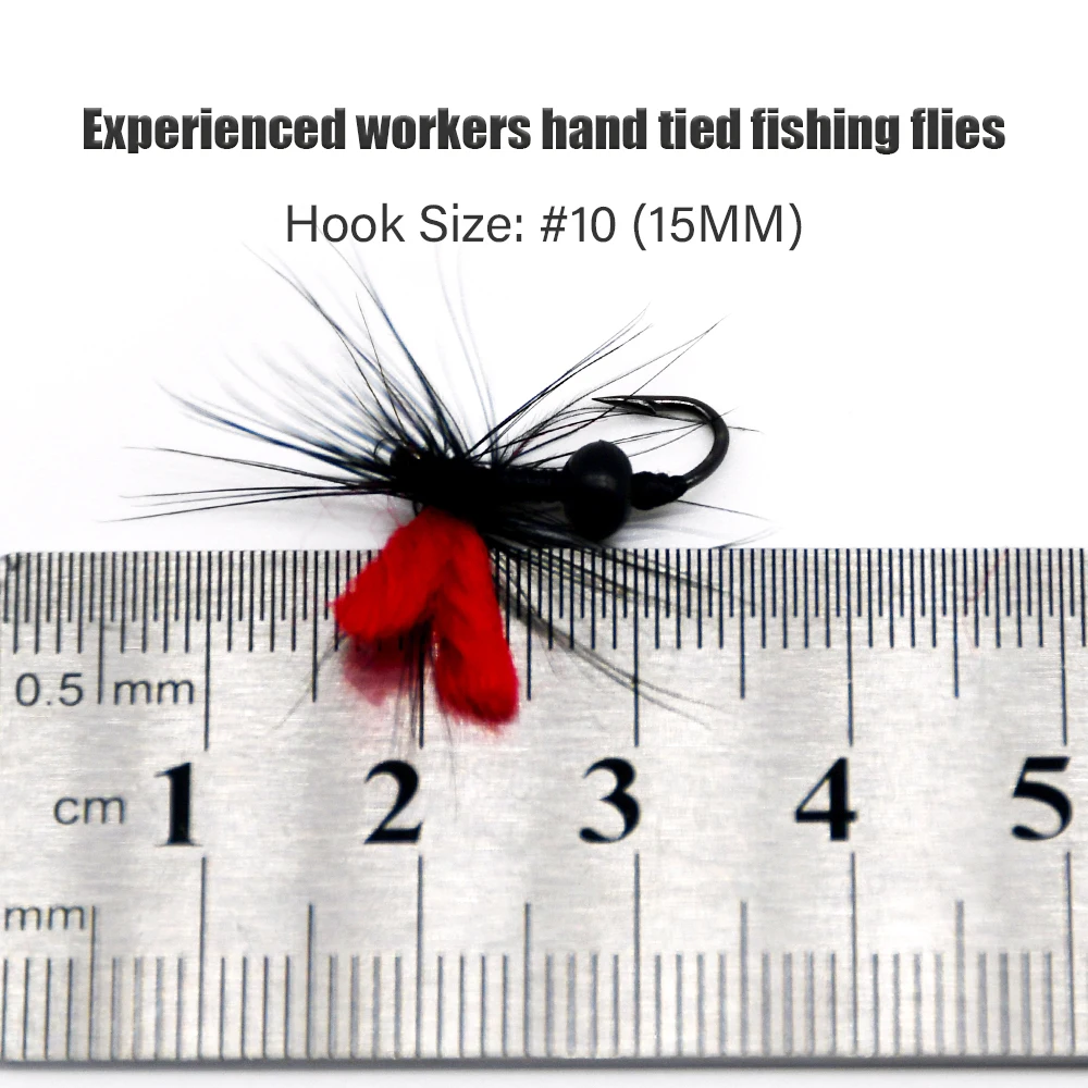 MNFT 10PCS 10 #   Rojo con negro Pregant paracaídas señuelo de pesca con mosca hormiga moscas secas para pesca de trucha cebo Artificial - imagen 2