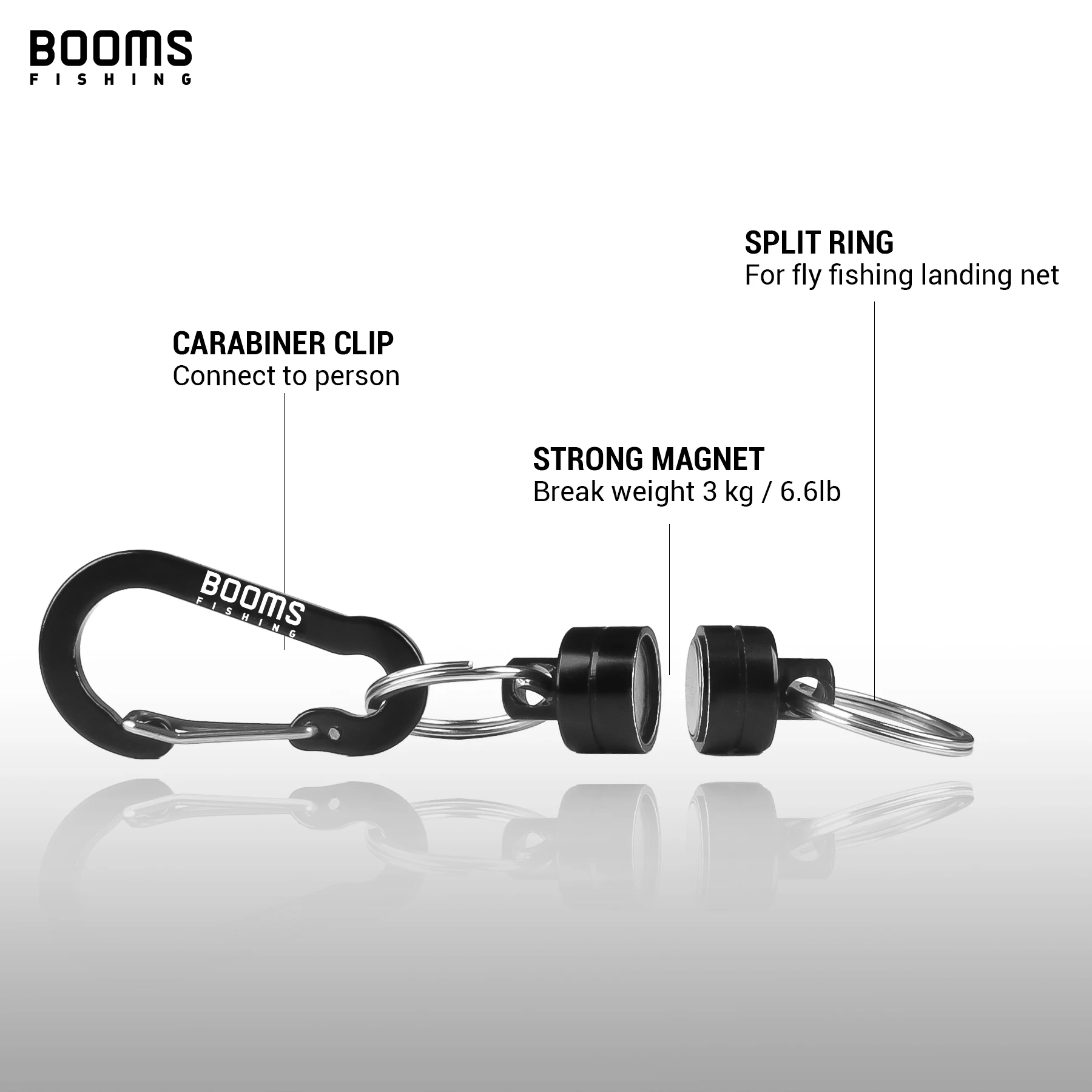 Booms Fishing MN2 Clip de liberación magnética 3,5 kg Red de pesca y soporte de alicates con cordón en espiral 1,5 m Accesorios para herramientas de pesca - imagen 3