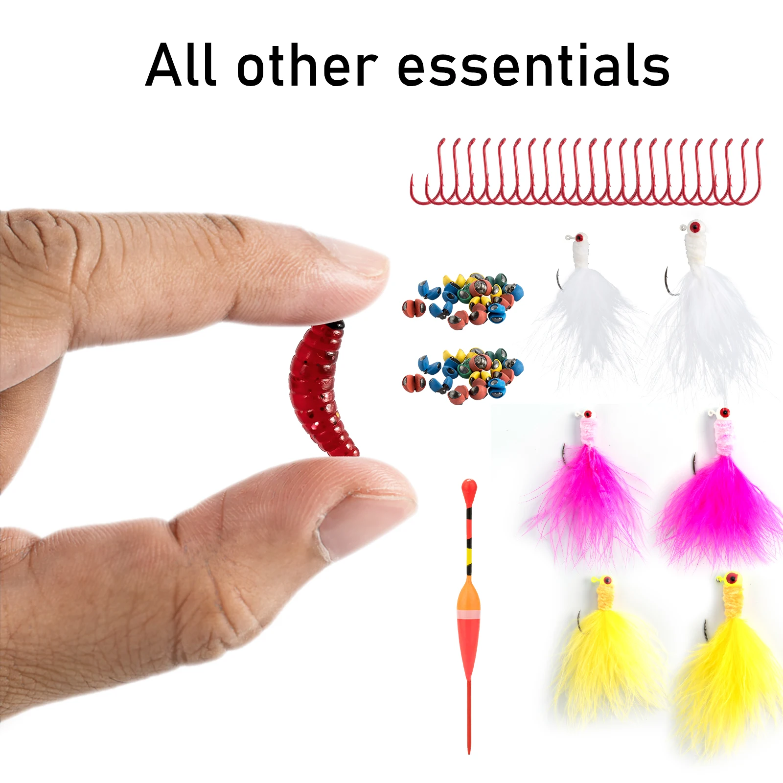 Kit de señuelos de pesca en hielo, anzuelo de marabú, cuchara de Jigging, señuelo suave, plomo, gusano, flotador, Wobblers, perca, pez Panfish, Walleye, 132 piezas - imagen 5