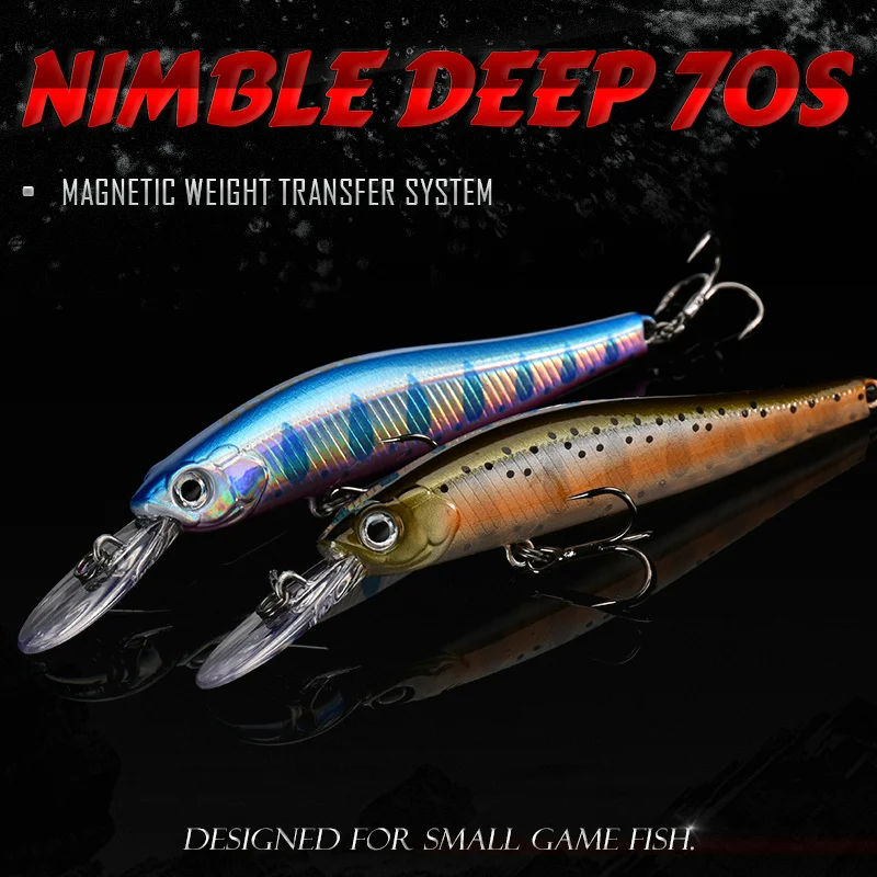 ALLBLUE-señuelo de pesca silencioso para buceo profundo, 70mm, 6,4g, Wobbler magnético para hundir Lucio, trucha, cebo Artificial - imagen 2