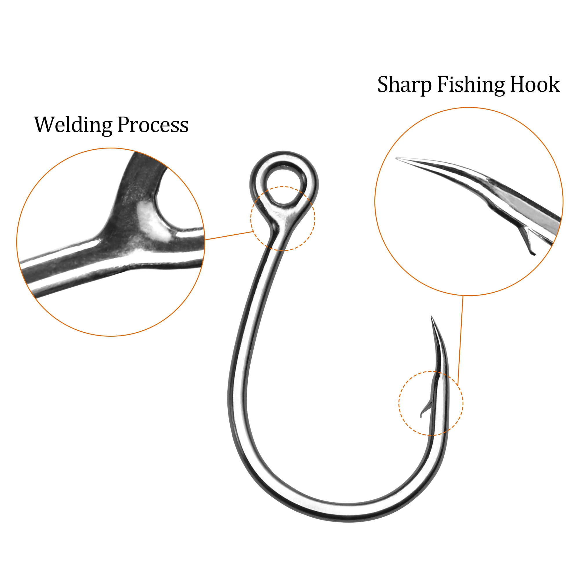 Anzuelos de anzuelo Big Eye, anzuelos de pesca de agua salada 9986 # 6/0 # 4/0 # Gancho de manivela afilado 3/0, gancho de púas de acero de alto carbono para señuelo suave - imagen 3