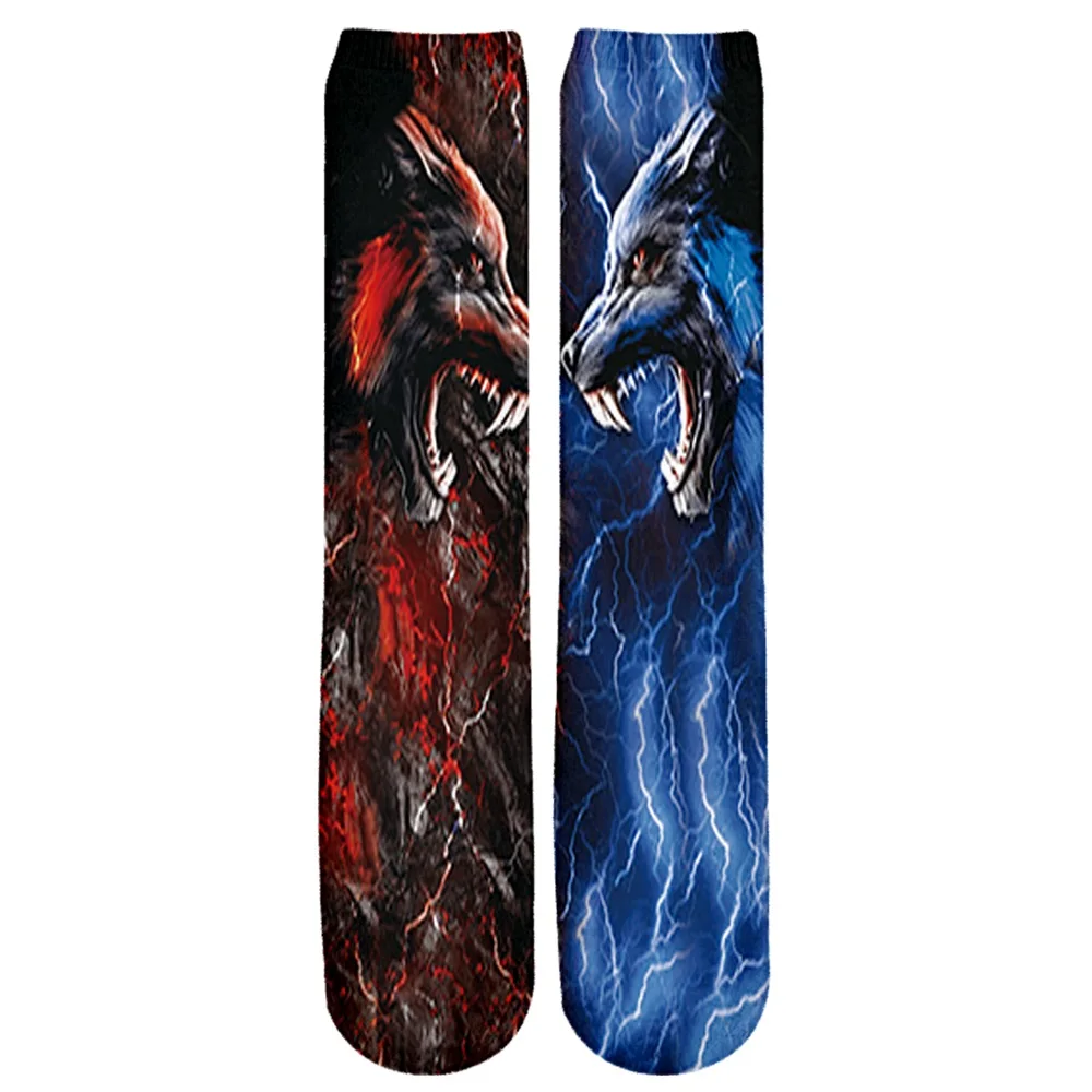 Calcetines de marca PLstar Cosmos, envío directo, nueva moda 2021, calcetín para hombre, caza de patos y lobo, estampado 3D, calcetín informal hasta la rodilla Unisex - imagen 2