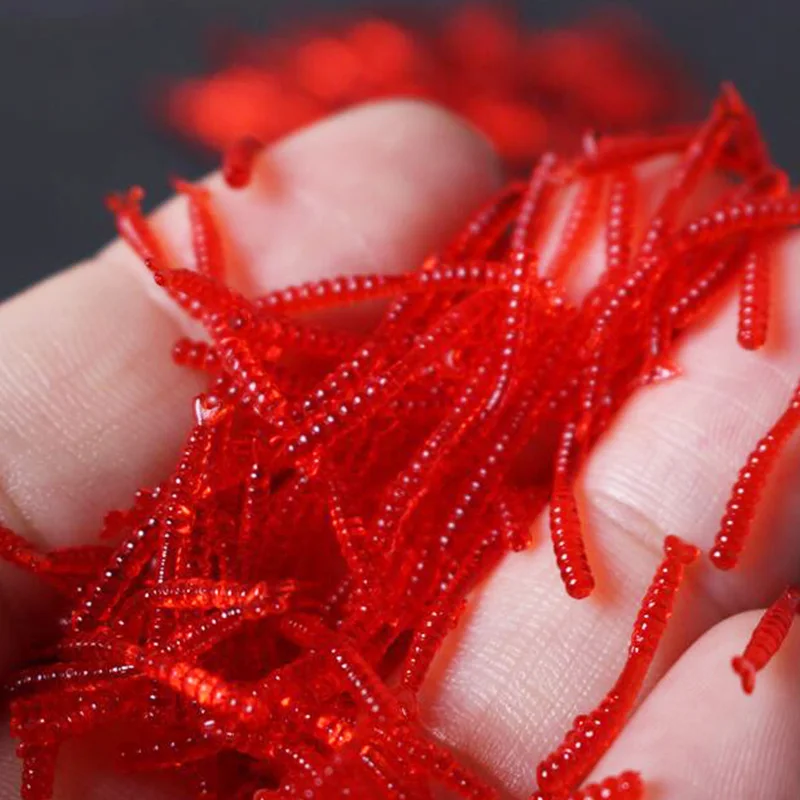 200 unids/lote olor a pescado gusano rojo cebo de silicona suave aditivos de sabor a camarón Señuelos de Pesca señuelo Artificial carpa lubina aparejos Isca - imagen 2