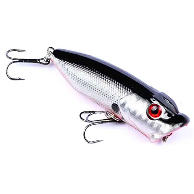 Señuelos de Pesca de colores mezclados, cebo Popper Wobbler de 6,5 cm, 10g, de plástico Artificial con 6 ganchos, aparejos de pesca, 5 uds. - imagen 5