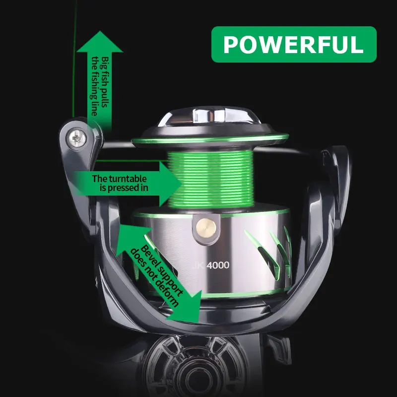 LINNHUE-carrete de pesca giratorio JK 2020 3000, accesorio de arrastre máximo de 8kg, relación de engranaje 4000: 1 Real 5BBS, para agua salada, 5,2 - imagen 4