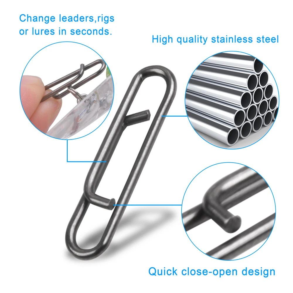 Clip de enlace rápido potente, aparejos de pesca de acero inoxidable, Conector de enlace de cambio rápido, accesorios, 300 Uds. - imagen 3