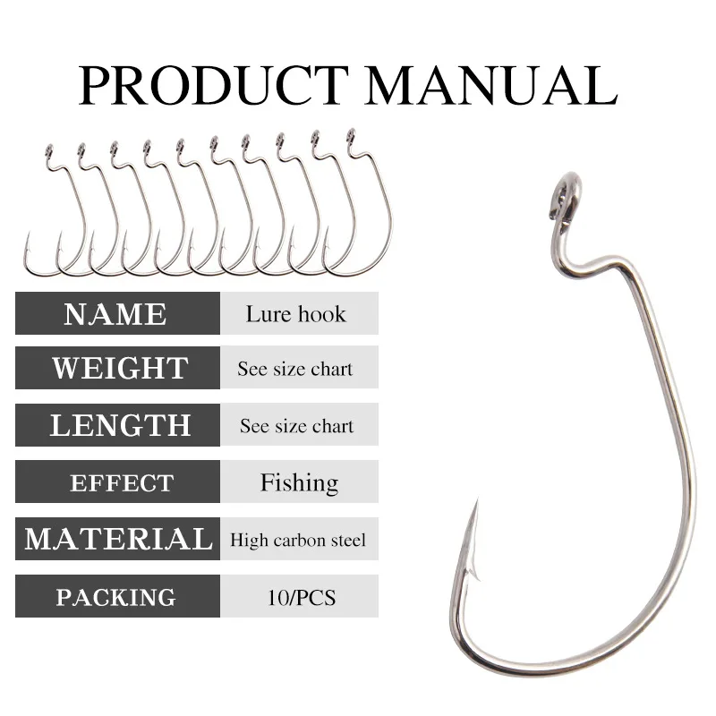 Anzuelo de manivela de vientre ancho para pesca, gancho de mar de agua dulce con cebo suave con agujero circular, accesorios de equipo de pesca, ganchos circulares, 10 Uds. - imagen 3