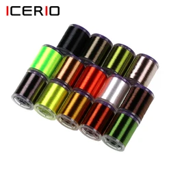 ICERIO 250 yardas 75D hilo de atado de moscas de alta resistencia suave plano ligeramente encerado Material de atado de nailon para atar moscas húmedas secas de ninfa