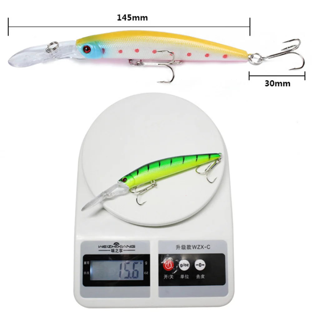 Señuelo de Pesca de pececillos, cebo duro Artificial con ojos 3D, 14,5 cm, 15,6g, Wobber de plástico, 1 pieza - imagen 4
