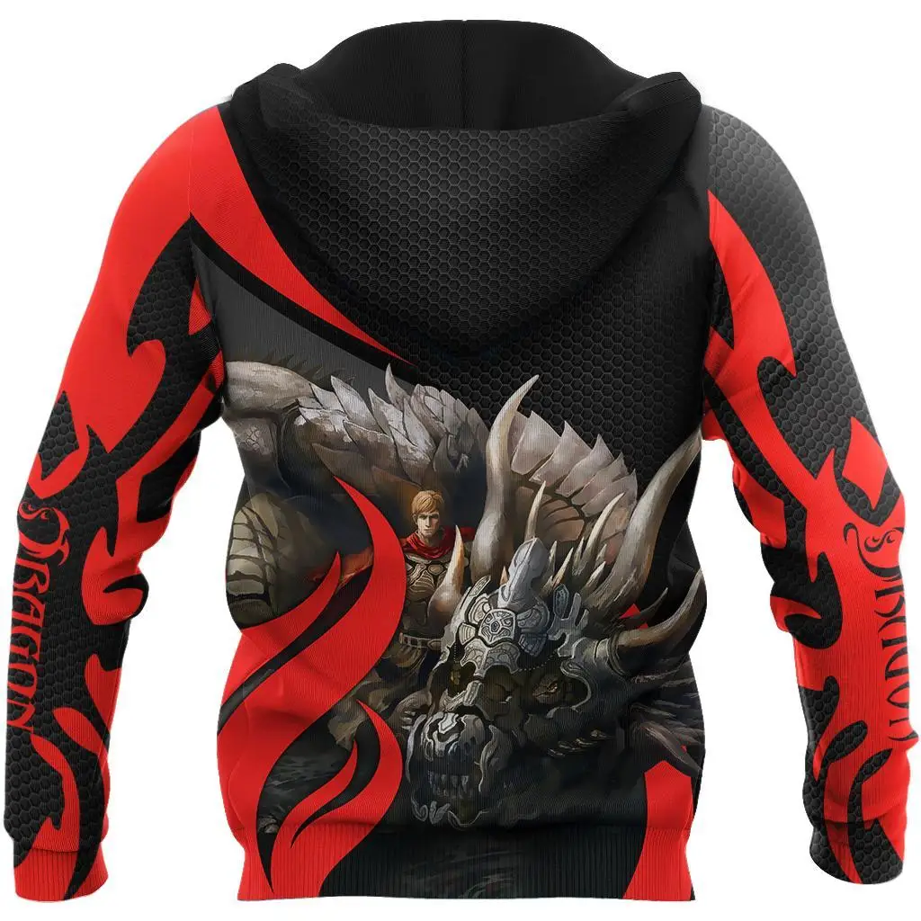 Sudadera con capucha Dragon Knight Art 3D estampada hombre otoño invierno - imagen 2