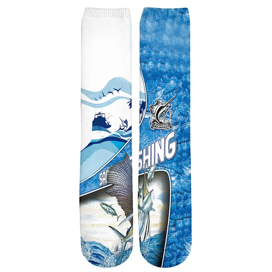 PLstar Cosmos marca calcetines Envío Directo 2021 nueva moda calcetines para hombre Cool atún pesca 3D impreso Unisex Casual hasta la rodilla calcetín - imagen 2