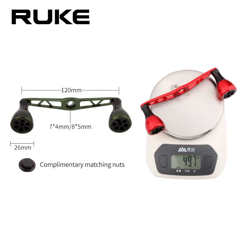 Carrete de pesca Ruke, mango de aleación de aluminio para Baitcasting, tamaño del agujero de alta calidad, 8x5/7x4 MM de longitud, 120 MM, accesorio DIY, 1 ud. - imagen 5