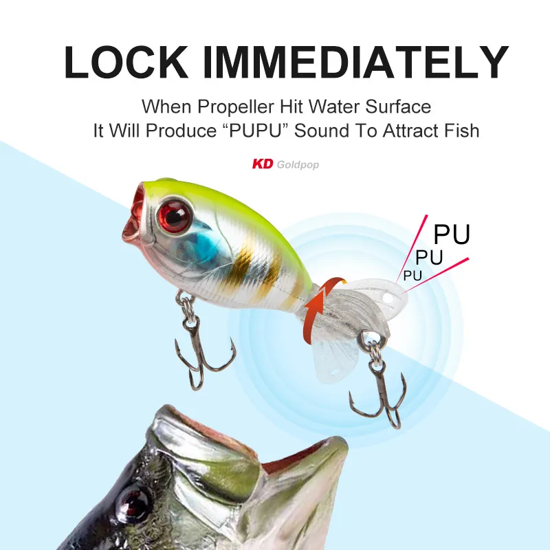 Kingdom GOLDPOP Señuelos de Pesca 35mm 5,5g 9g flotante y hundido lápiz Popper cebo duro cola giratoria suave cebos Wobblers Topwater - imagen 5