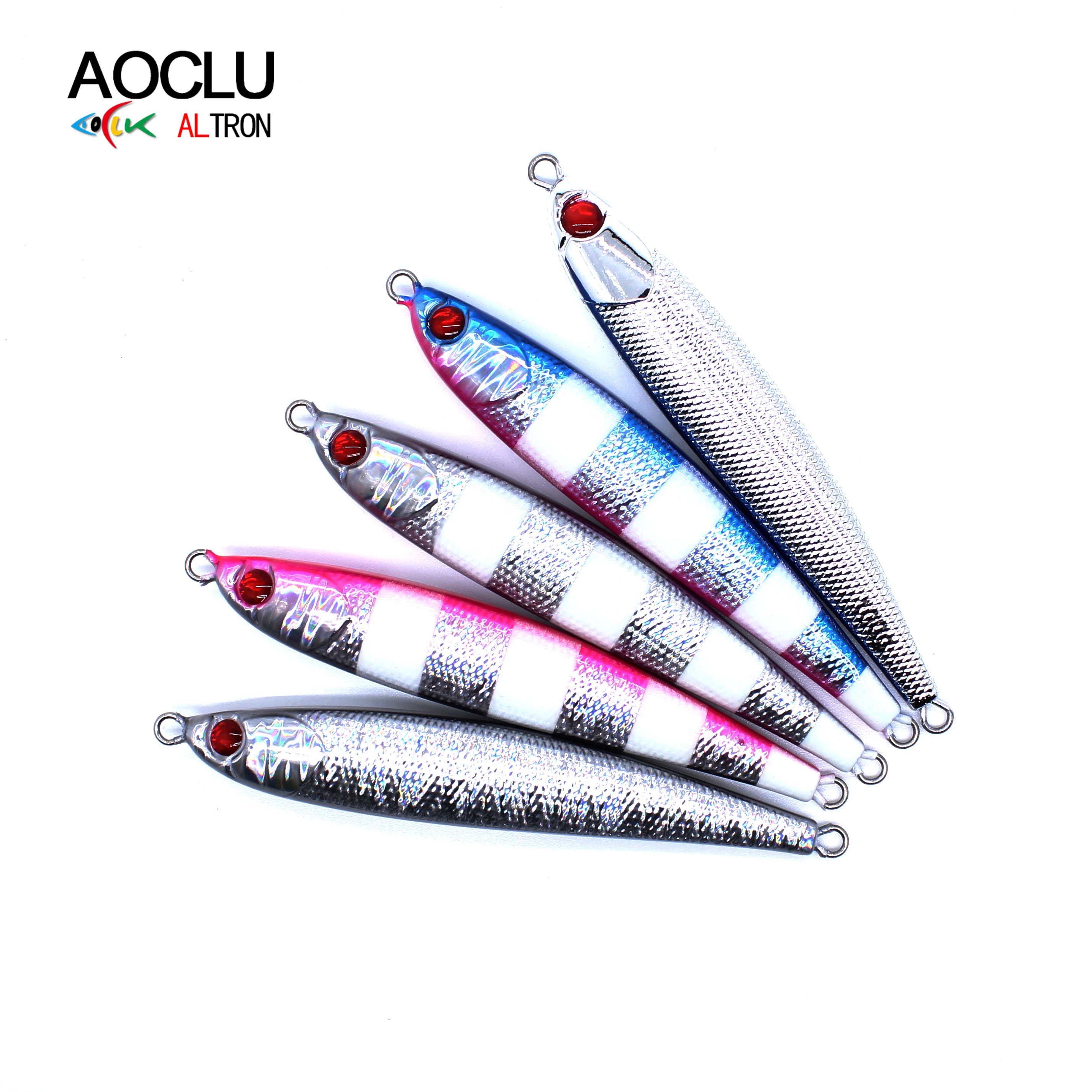 AOCLU-anzuelo de Metal de hundimiento rápido, cebo de sardina dura, 30g, 40g, 60g, 80g, 100g, UV, luminoso, señuelo de cebra, atún, peces de agua salada