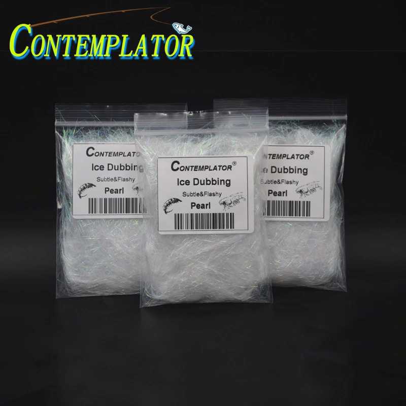 Dispensador de dobladillo de hielo para camarones Caddis, materiales de atado de moscas, Prisma nacarado sutiles y llamativos, fantástico todo alrededor, 3 bolsas