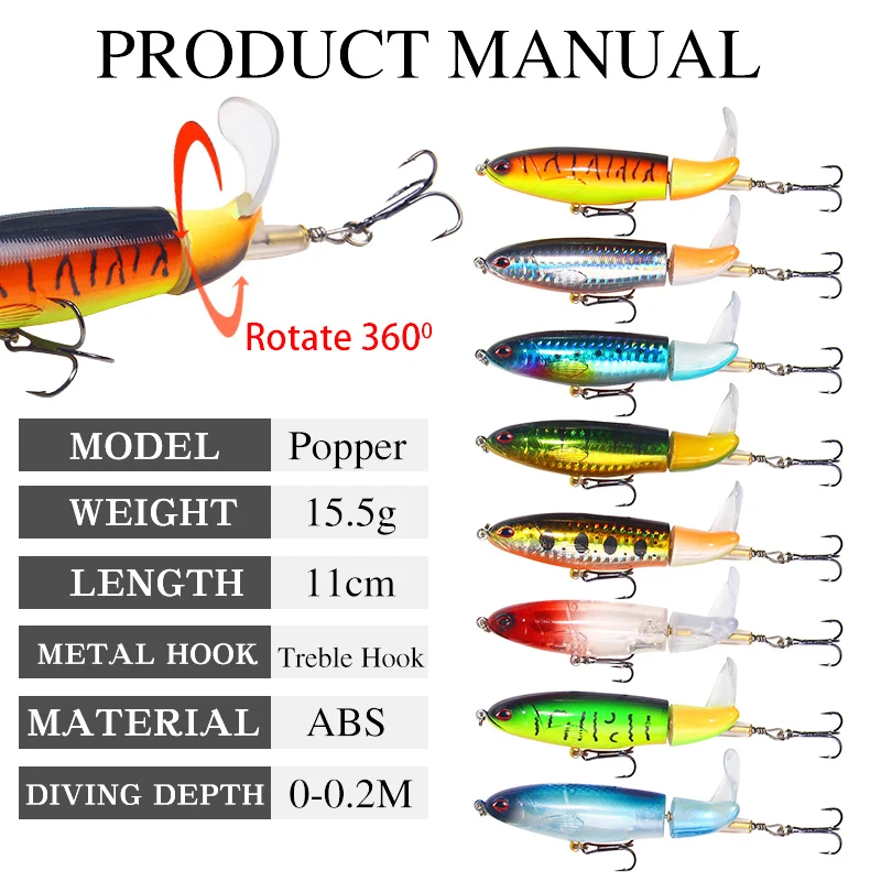 Whopper Plopper de calidad, señuelo de pesca de cola suave giratorio, 16g/17g/35g, 1 pieza