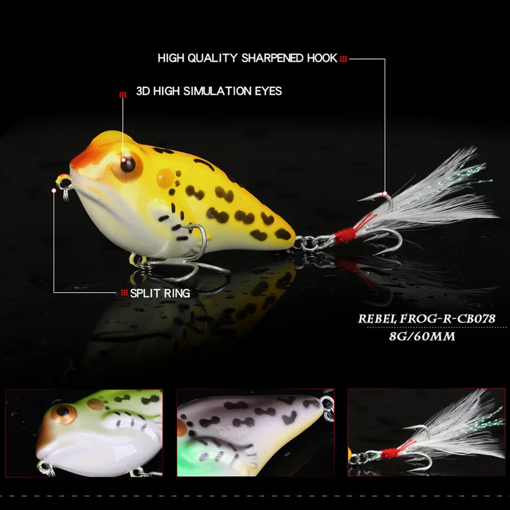 Señuelo duro de pesca Crankbait, cebo de plástico japonés, 6cm/8g, Rana, roca fioating, Topwater, Wobblers Minnow, 1 unidad - imagen 5