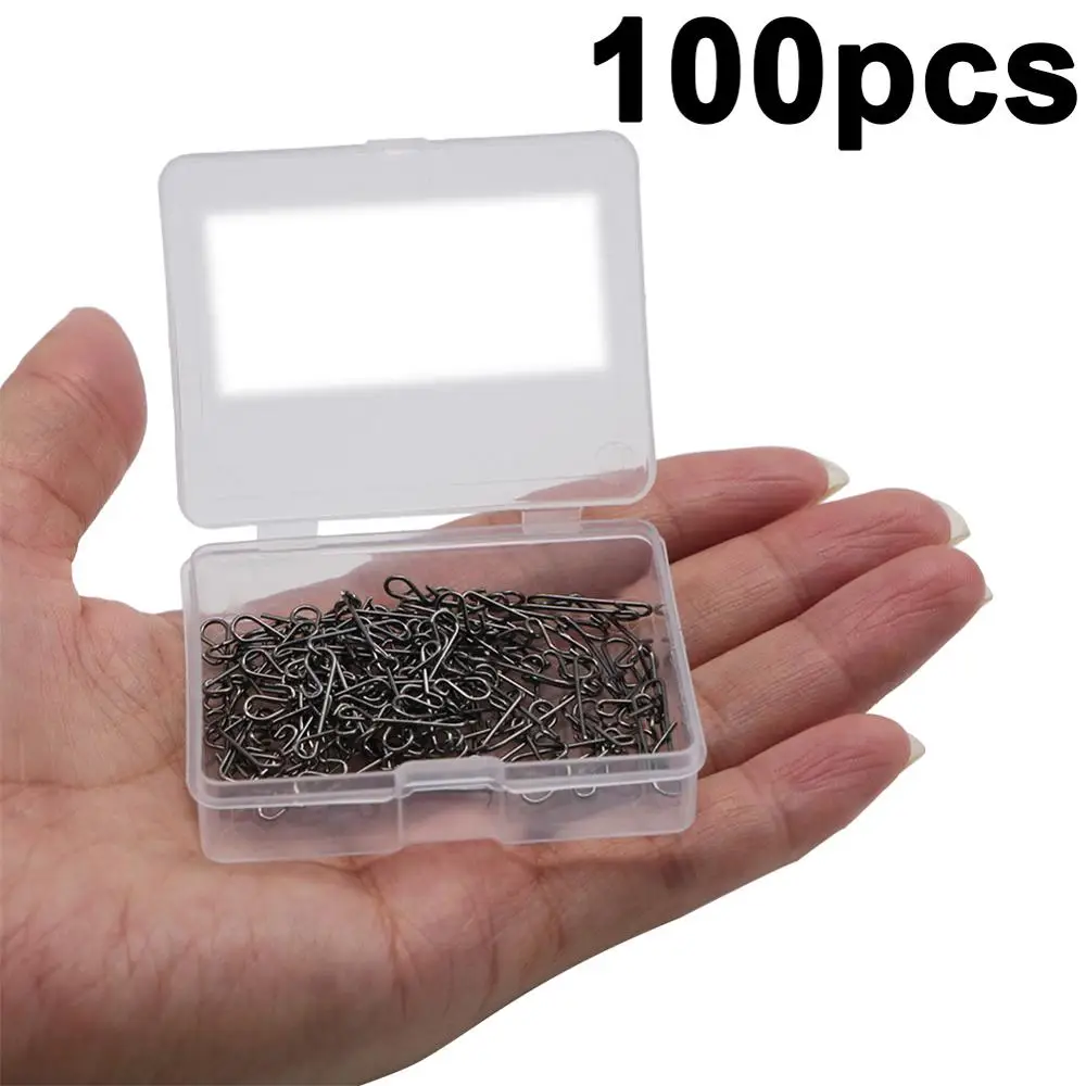 Anzuelos de pesca de acero inoxidable, cierre de gancho giratorio, anillos sólidos, broches de seguridad, conector, herramienta de pescado, SS, S, L, XL, XXL, 50-100 unids/caja - imagen 3