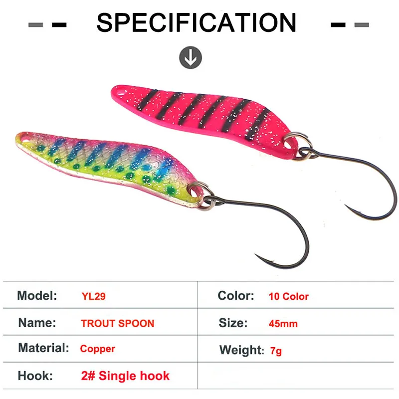 HISTOLURE  7g Metal Spoon Single Hook  Artificial Hard Bait 45mm Trout Spinner Sequins Fishing Lure Fishing Tackle - imagen 2