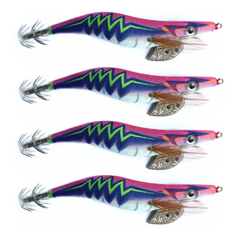 Plantilla de calamar 3,5 de 4 piezas #   Plomo plomo calamar gancho jigs pulpo sepia camarones cebos ojos 3D señuelos luminosos