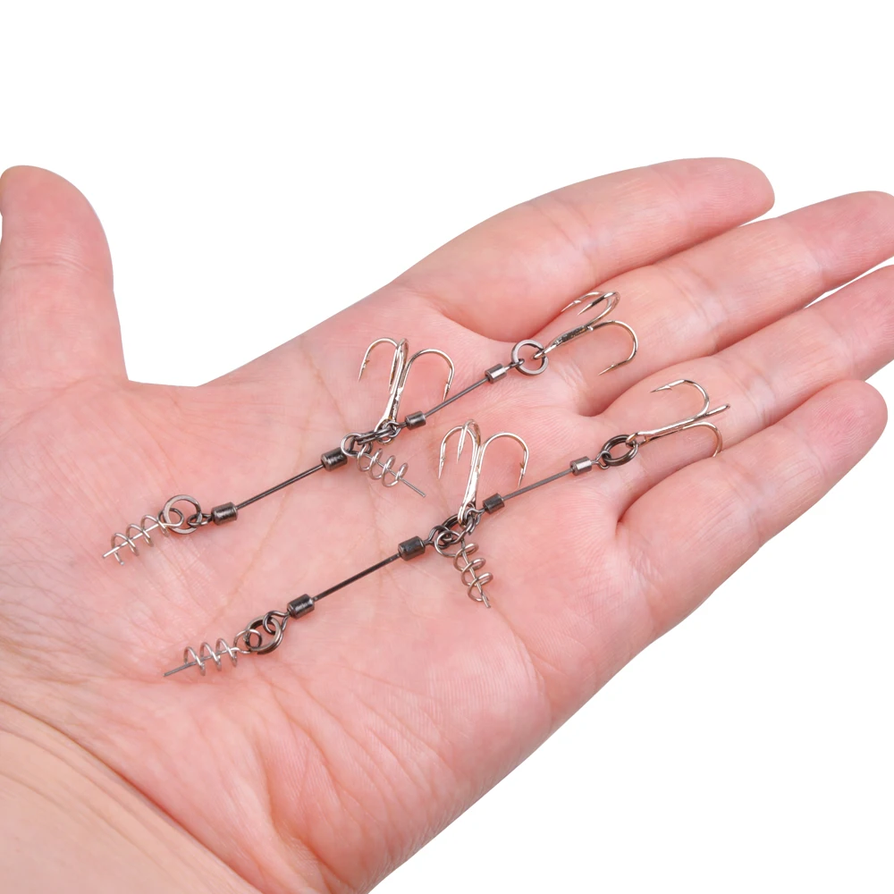 Aparejo de anzuelo de pesca Stinger, señuelo de pesca poco profundo, anzuelos triples con Pin central de Lucio, conector giratorio para cebos blandos, 1 ud. - imagen 5