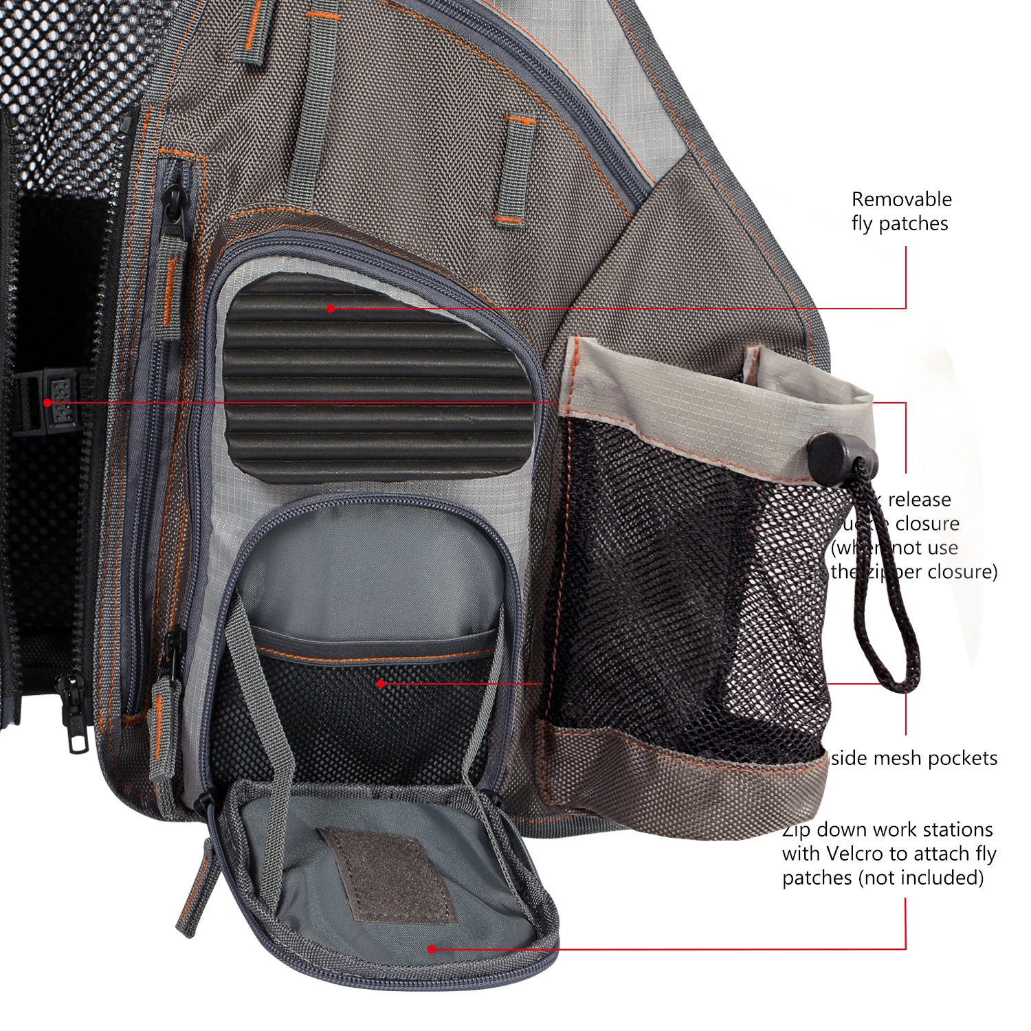 Bassdash Chaleco de pesca ajustable para deportes al aire libre, chaleco de seguridad para natación con mosca, aparejos de pesca transpirables - imagen 4