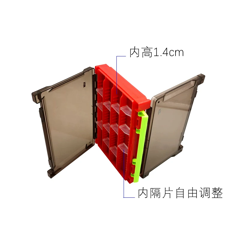Caja de subcebo RTI, caja portátil de doble capa, pesca multifuncional, cebo suave Mino, cebo falso, caja de almacenamiento de moscas de doble cara - imagen 3