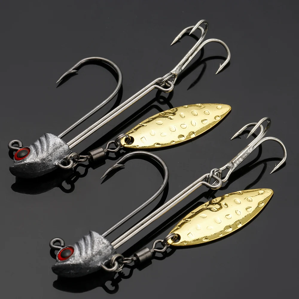 Gancho de cabeza de anzuelo de 3 piezas con cuchillas giratorias, 7,2g, 9,2g, 16,4g con hoja giratoria, anzuelo de pez para señuelo de gusano suave - imagen 2