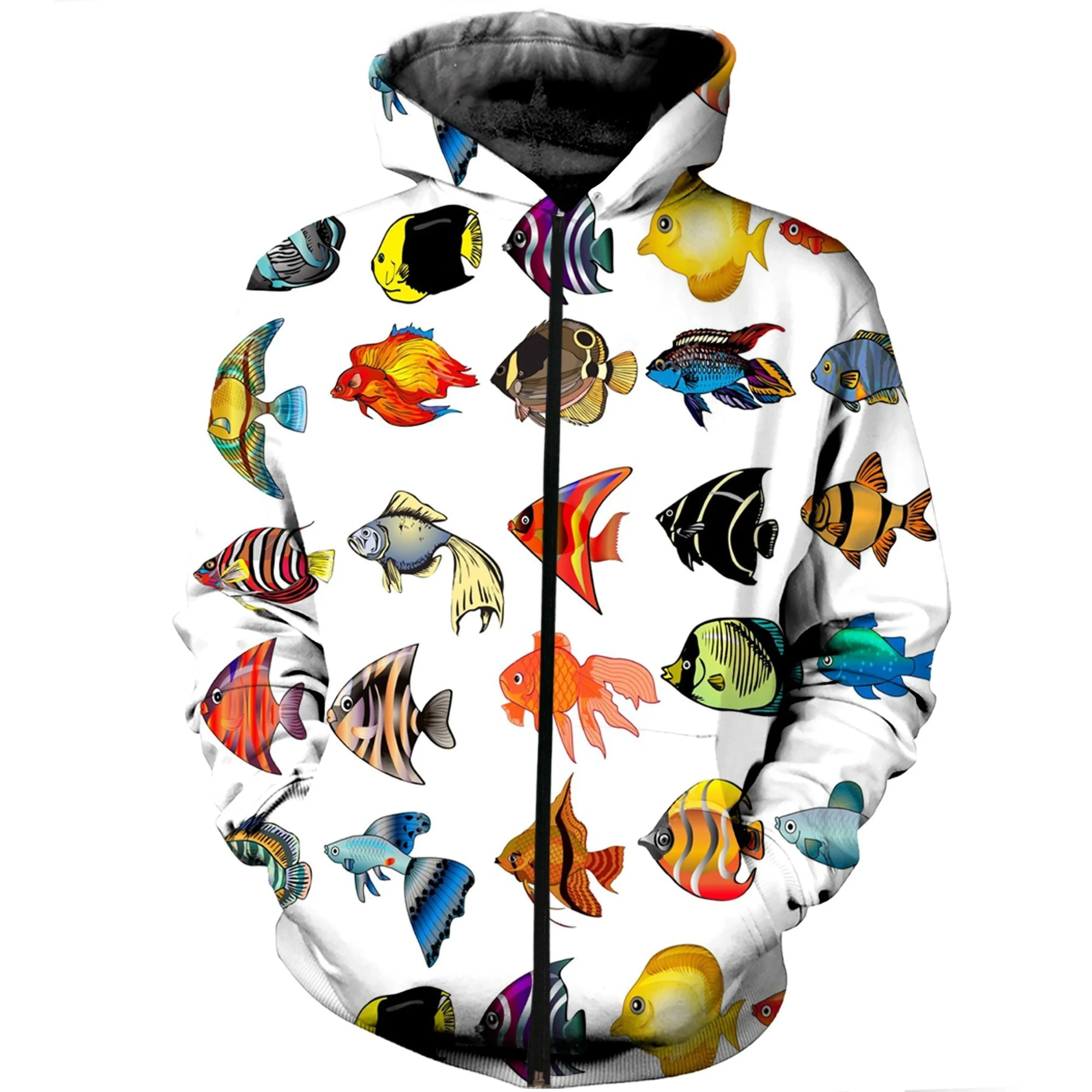 Sudaderas con capucha/sudaderas con estampado 3D de arte de peces tropicales para hombre, moda Harajuku con capucha, ropa de calle de manga larga para otoño, sudadera para hombre - imagen 2