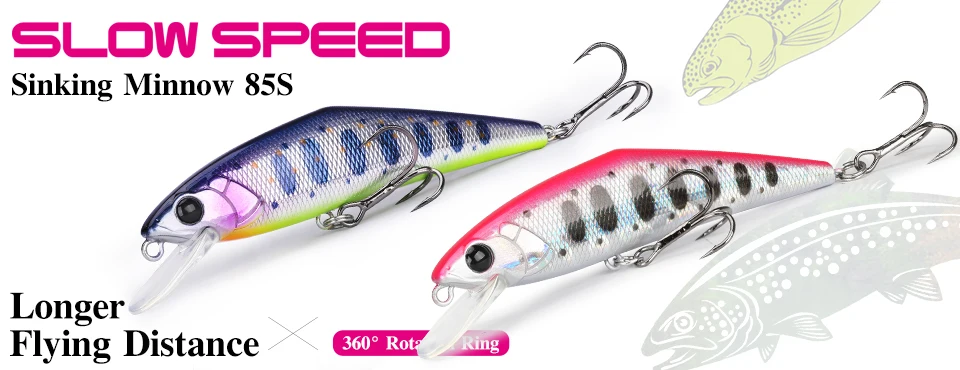 Experimente la emoción de la pesca con la velocidad lenta que se hunde en los 85 ofreciendo una distancia de vuelo más larga y 300 pies de visibilidad