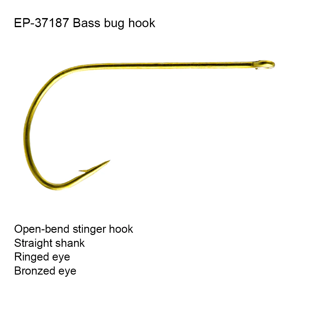 Eupheng-anzuelo de pesca EP-37187, gancho de pesca con mosca, con mango recto, anillo de ojo bronceado, curva abierta, 100 Uds.