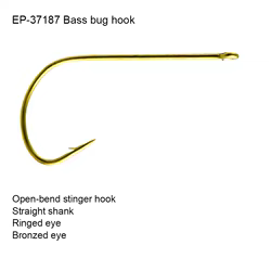 Eupheng-anzuelo de pesca EP-37187, gancho de pesca con mosca, con mango recto, anillo de ojo bronceado, curva abierta, 100 Uds.