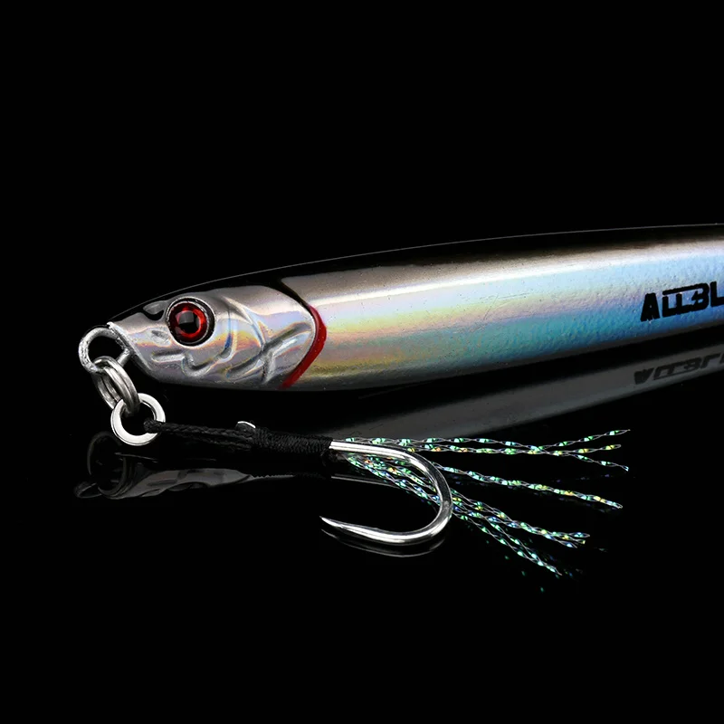 ALLBLUE-señuelo de pesca de lubina Artificial, 3D anzuelo de fundición de Metal, 20G, 40G, arrastre fuera de la costa, Jigging - imagen 4