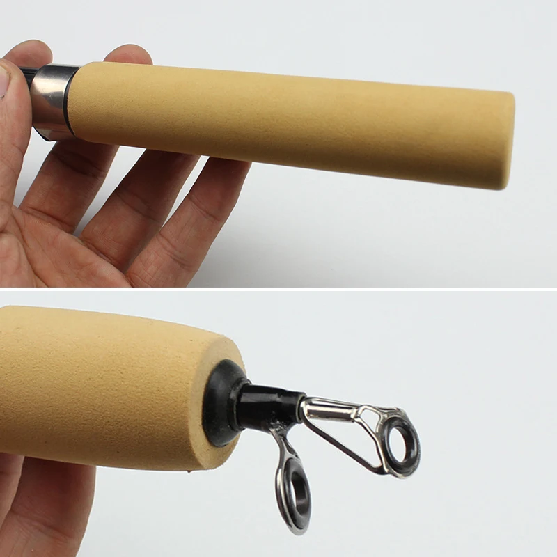 Mini caña telescópica portátil de fibra de carbono para Pesca en hielo, Combo de caña giratoria para Camarón, carretes de Metal, 60, 80 y 100CM, para invierno - imagen 3