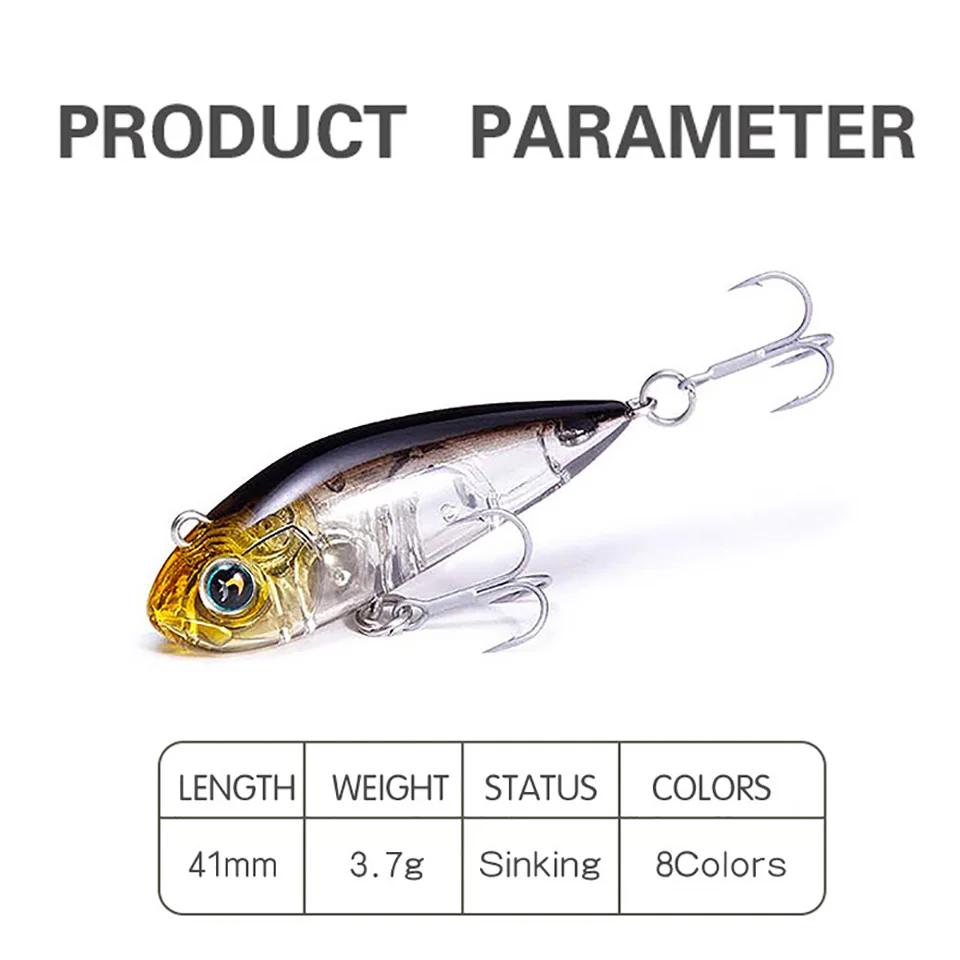 WALK FISH-señuelo de pesca Artificial, cebo duro de agua salada, anzuelo triple, aparejos de pesca de lubina, 41MM, 3,7G - imagen 5