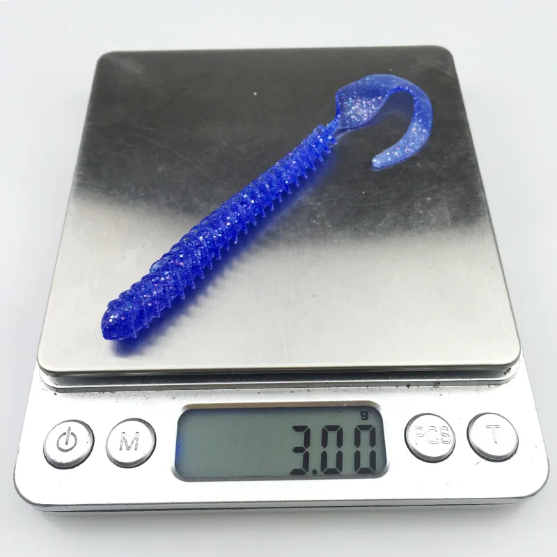 Señuelos de Pesca de gusano Wobbler, cebos de goma artificiales, aparejos de pesca de lubina, 10,5 cm, 3g, cola larga en espiral, 5 uds. - imagen 4